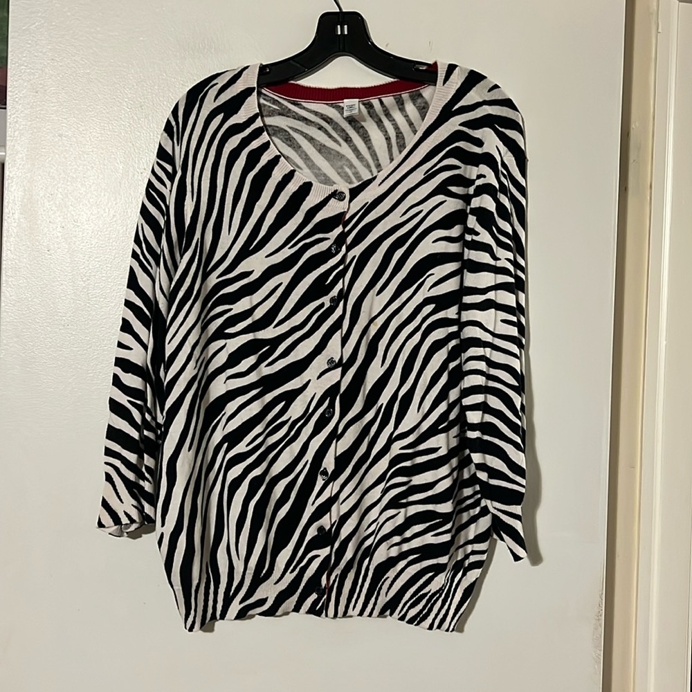 Piper & Blue black/white zebra 3/4 sleeve cardigan